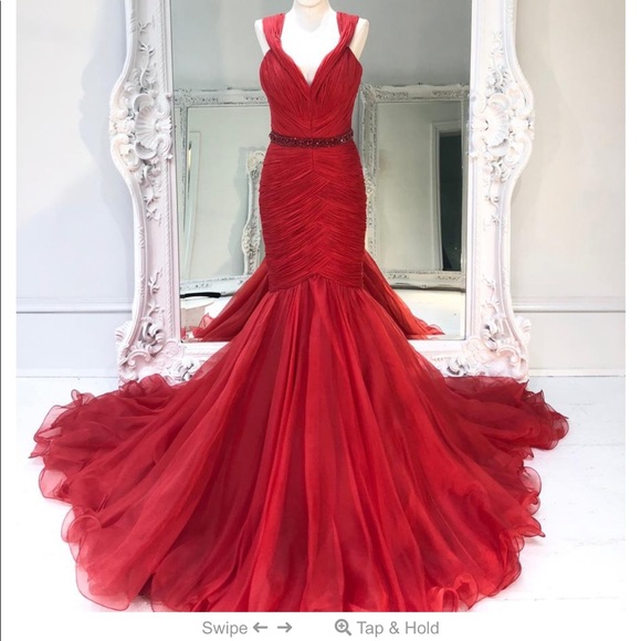Sherri Hill Couture Red Gown - Picture 2 of 7